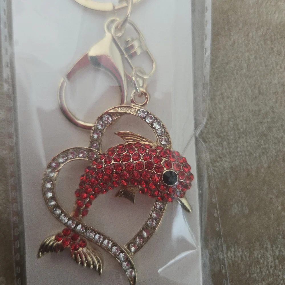 Red OR Blue Dolphin Jumping thru ❤️ Keychain/BagCharms NWT